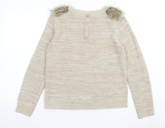 George Womens Brown Crew Neck Acrylic Pullover Jumper Size 12