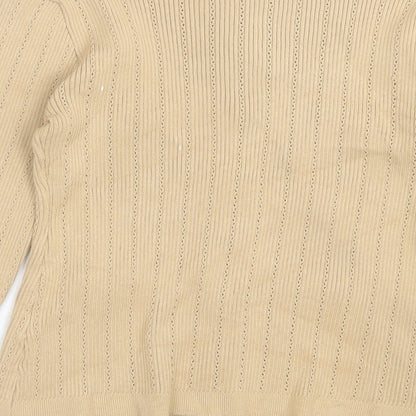 Yoyo S Womens Brown Crew Neck Cotton Cardigan Jumper Size 14
