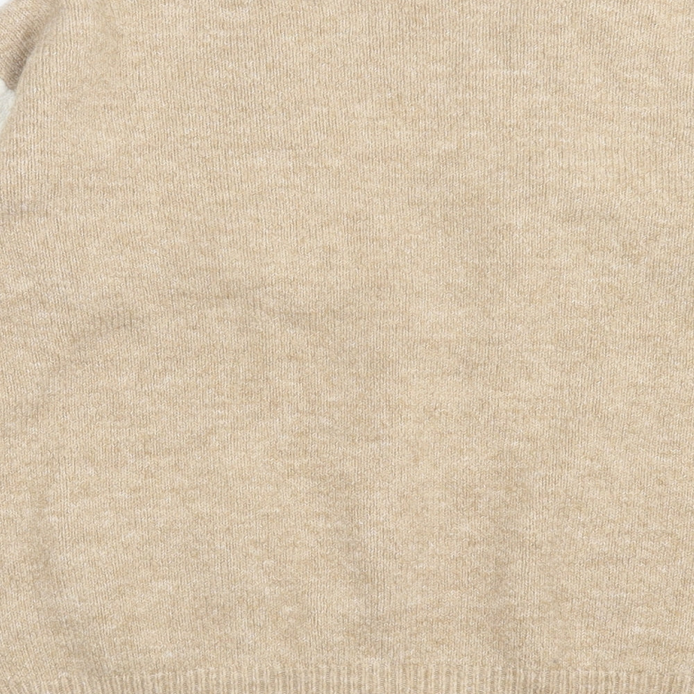 TU Womens Brown V-Neck Striped Acrylic Cardigan Jumper Size S