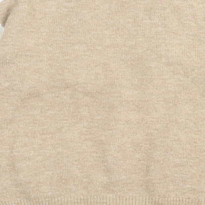 TU Womens Brown V-Neck Striped Acrylic Cardigan Jumper Size S