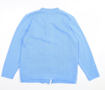 Journey Womens Blue Collared Acrylic Cardigan Jumper Size S
