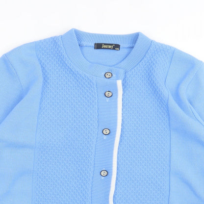 Journey Womens Blue Collared Acrylic Cardigan Jumper Size S