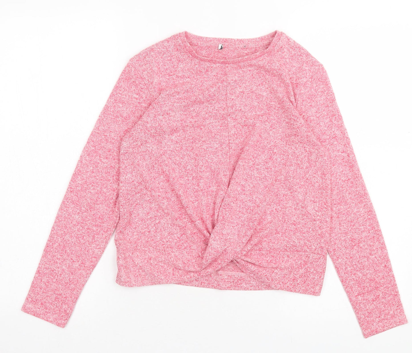 Marks and Spencer Girls Pink Viscose Basic Casual Size 11-12 Years Crew Neck Pullover