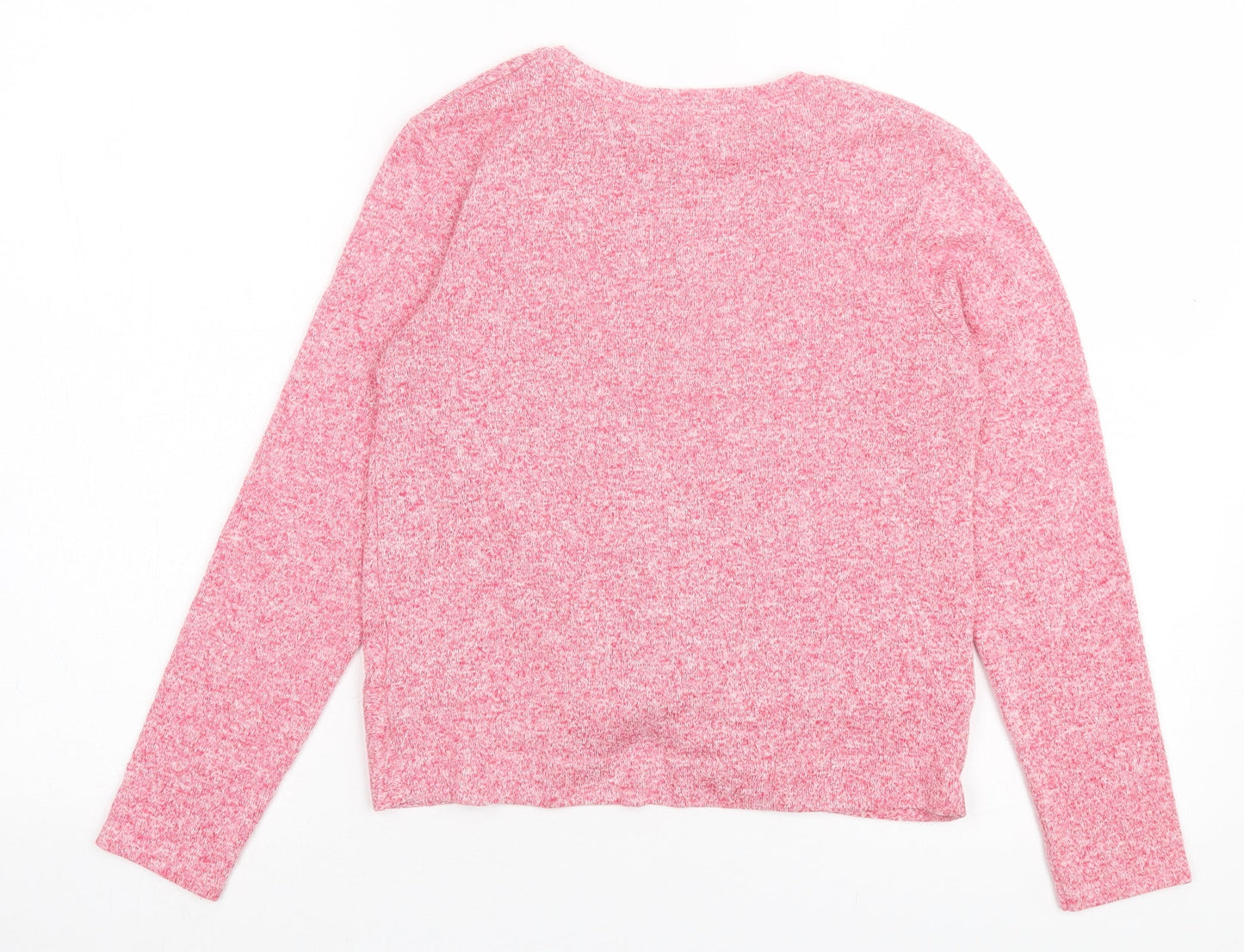 Marks and Spencer Girls Pink Viscose Basic Casual Size 11-12 Years Crew Neck Pullover