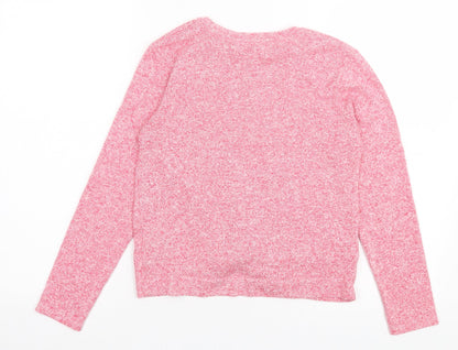 Marks and Spencer Girls Pink Viscose Basic Casual Size 11-12 Years Crew Neck Pullover