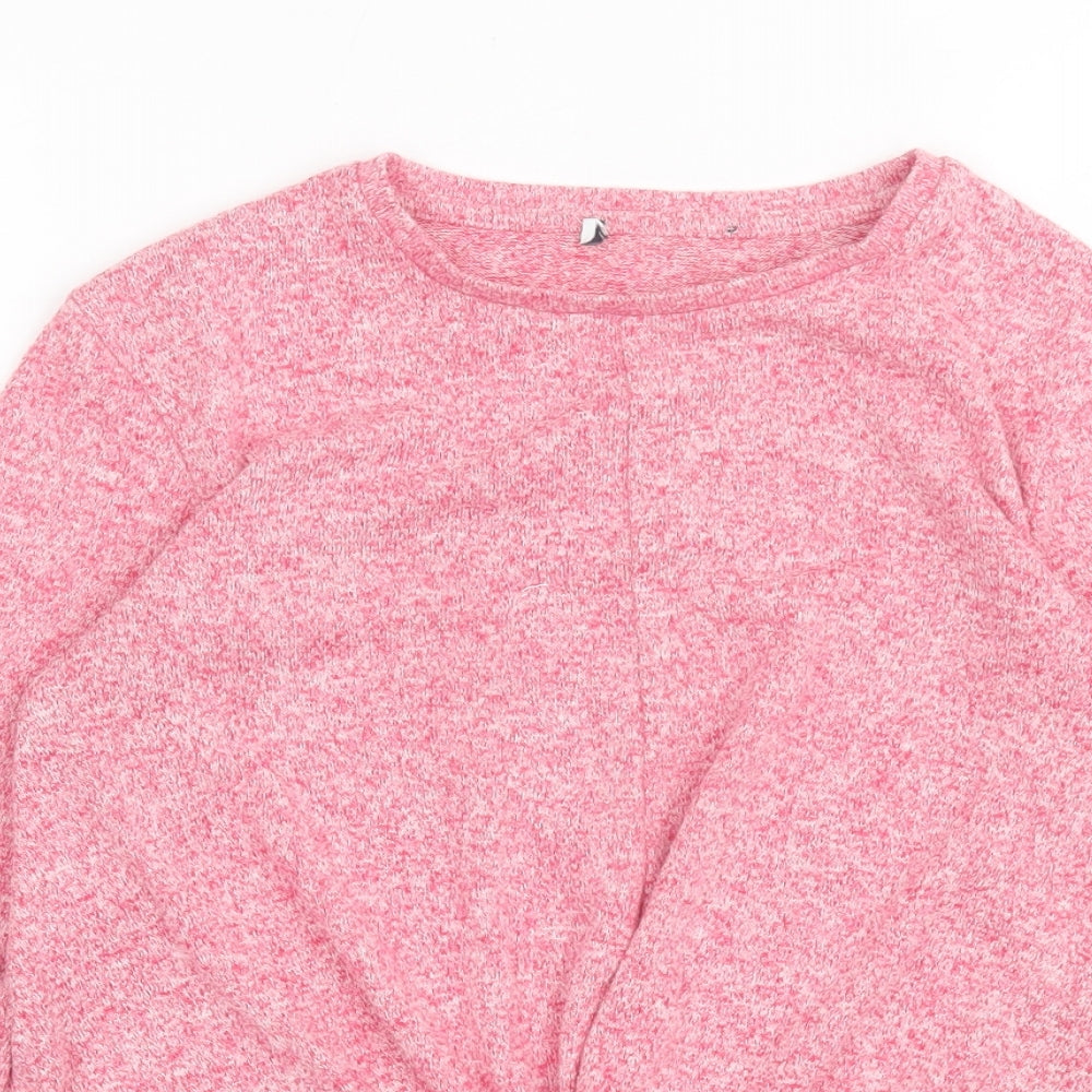 Marks and Spencer Girls Pink Viscose Basic Casual Size 11-12 Years Crew Neck Pullover