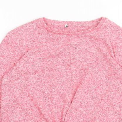 Marks and Spencer Girls Pink Viscose Basic Casual Size 11-12 Years Crew Neck Pullover
