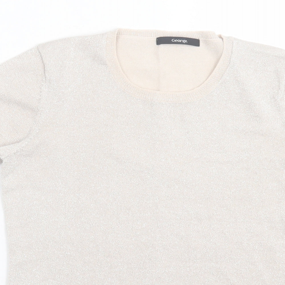 George Womens Pink Viscose Basic T-Shirt Size 8 Crew Neck