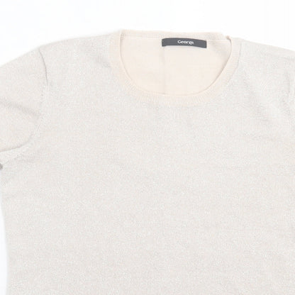 George Womens Pink Viscose Basic T-Shirt Size 8 Crew Neck