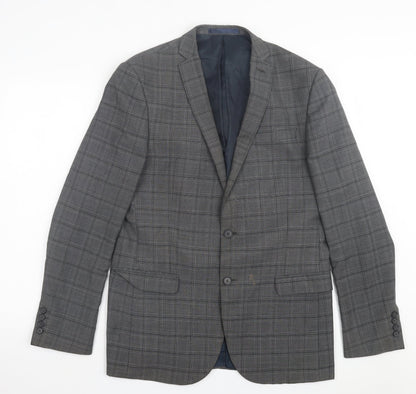 Red Herring Mens Grey Plaid Wool Jacket Suit Jacket Size 40