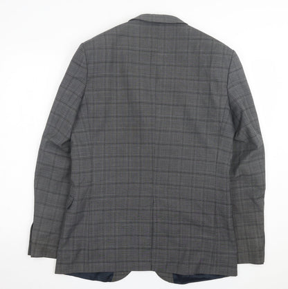 Red Herring Mens Grey Plaid Wool Jacket Suit Jacket Size 40