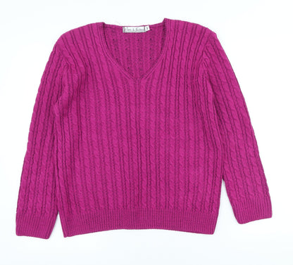 Womens UK Size M Pure & Natural Purple Pullover Jumper