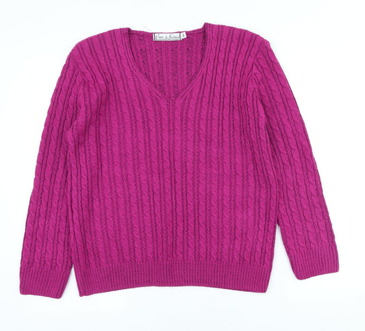 Womens UK Size M Pure & Natural Purple Pullover Jumper