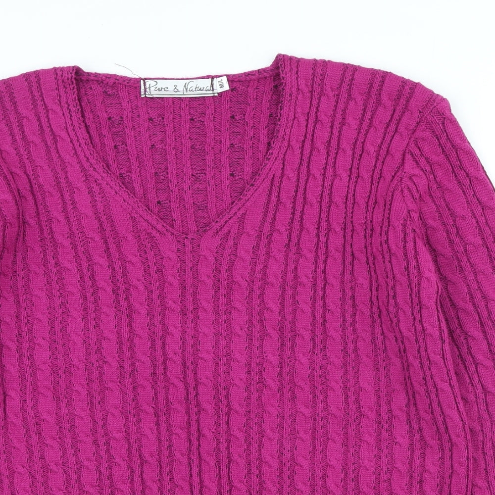 Womens UK Size M Pure & Natural Purple Pullover Jumper