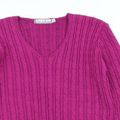 Womens UK Size M Pure & Natural Purple Pullover Jumper