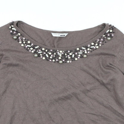 George Womens Brown Scoop Neck Acrylic Pullover Jumper Size M