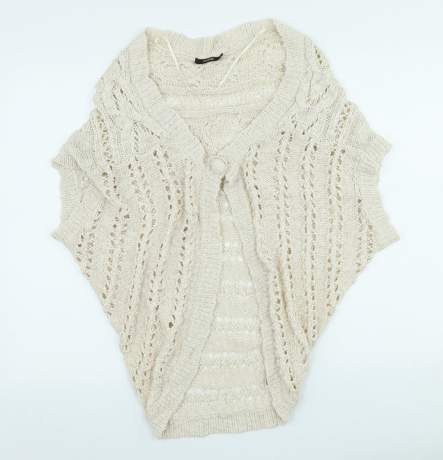 George Womens Ivory V-Neck Cotton Cardigan Jumper Size L - Beach wear