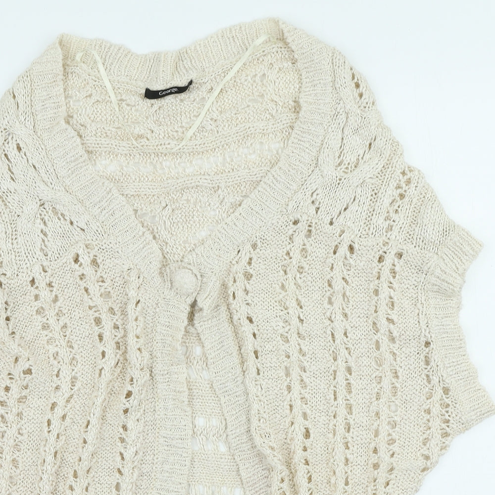 George Womens Ivory V-Neck Cotton Cardigan Jumper Size L - Beach wear