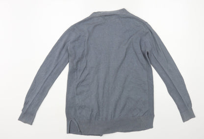 Marks and Spencer Womens Grey V-Neck Cotton Cardigan Jumper Size 12