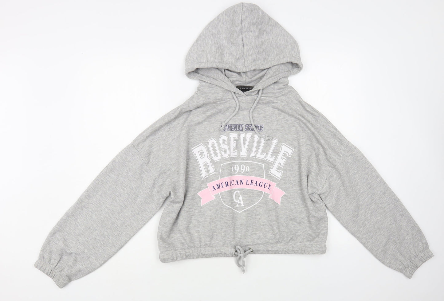 Primark Womens Grey Polyester Pullover Hoodie Size 8 Pullover - Cropped