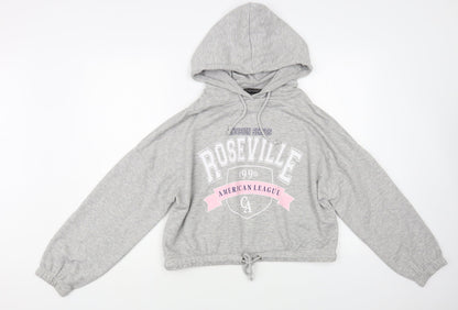 Primark Womens Grey Polyester Pullover Hoodie Size 8 Pullover - Cropped