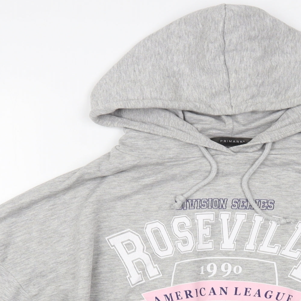 Primark Womens Grey Polyester Pullover Hoodie Size 8 Pullover - Cropped