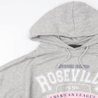 Primark Womens Grey Polyester Pullover Hoodie Size 8 Pullover - Cropped