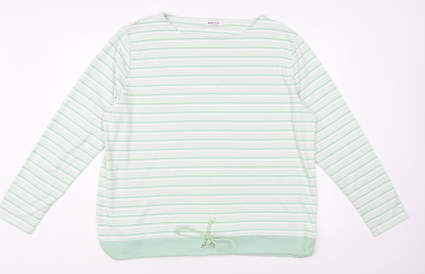 Bonmarché Womens Green Striped Polyester Pullover Sweatshirt Size XL Pullover