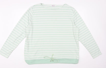 Bonmarché Womens Green Striped Polyester Pullover Sweatshirt Size XL Pullover