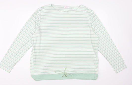 Bonmarché Womens Green Striped Polyester Pullover Sweatshirt Size XL Pullover