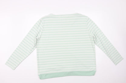 Bonmarché Womens Green Striped Polyester Pullover Sweatshirt Size XL Pullover