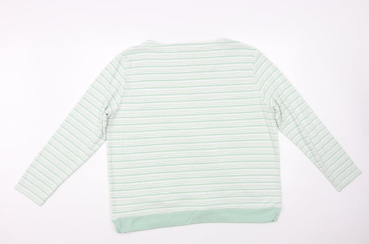 Bonmarché Womens Green Striped Polyester Pullover Sweatshirt Size XL Pullover