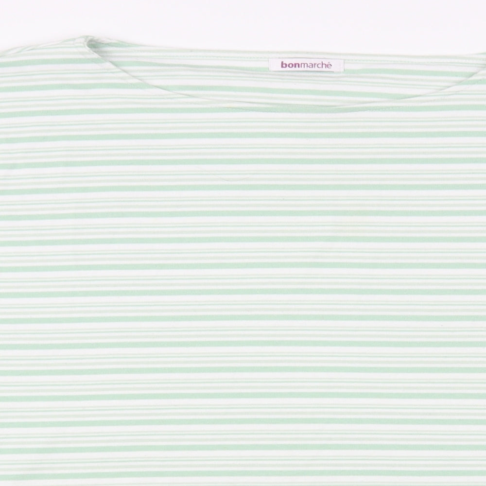 Bonmarché Womens Green Striped Polyester Pullover Sweatshirt Size XL Pullover