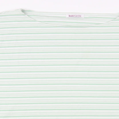 Bonmarché Womens Green Striped Polyester Pullover Sweatshirt Size XL Pullover