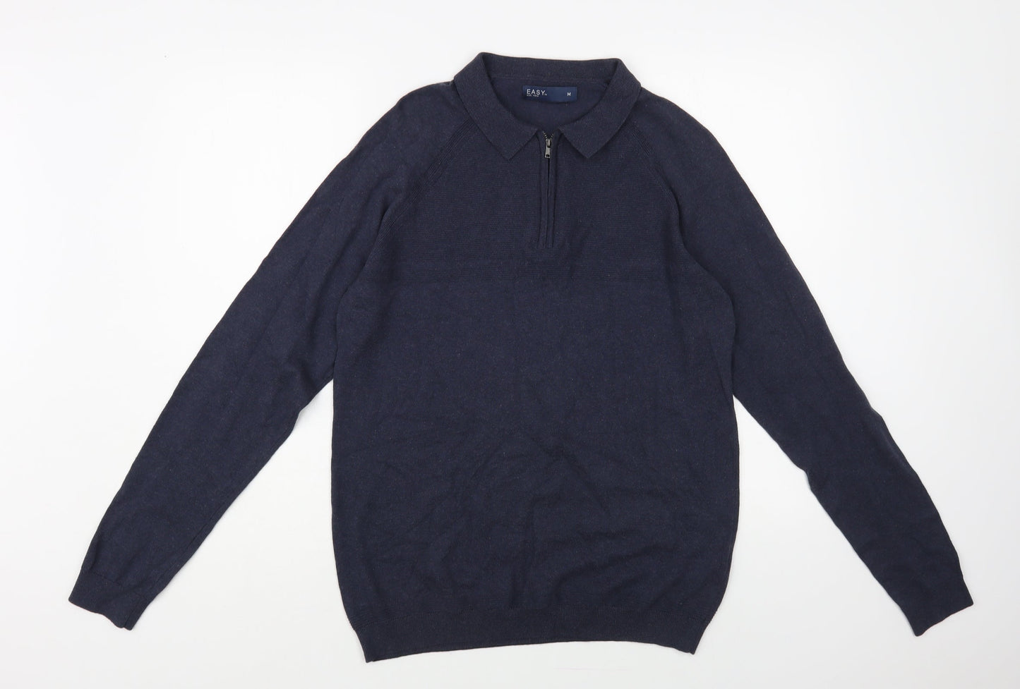 Matalan Mens Blue Collared Cotton Pullover Jumper Size M