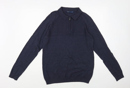 Matalan Mens Blue Collared Cotton Pullover Jumper Size M