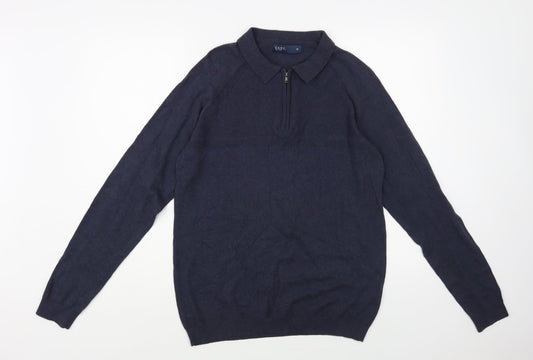 Matalan Mens Blue Collared Cotton Pullover Jumper Size M