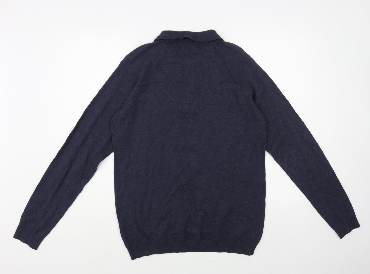 Matalan Mens Blue Collared Cotton Pullover Jumper Size M