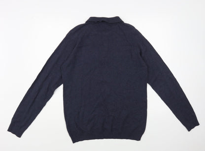 Matalan Mens Blue Collared Cotton Pullover Jumper Size M