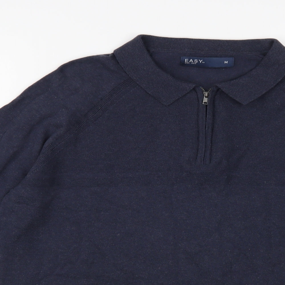 Matalan Mens Blue Collared Cotton Pullover Jumper Size M