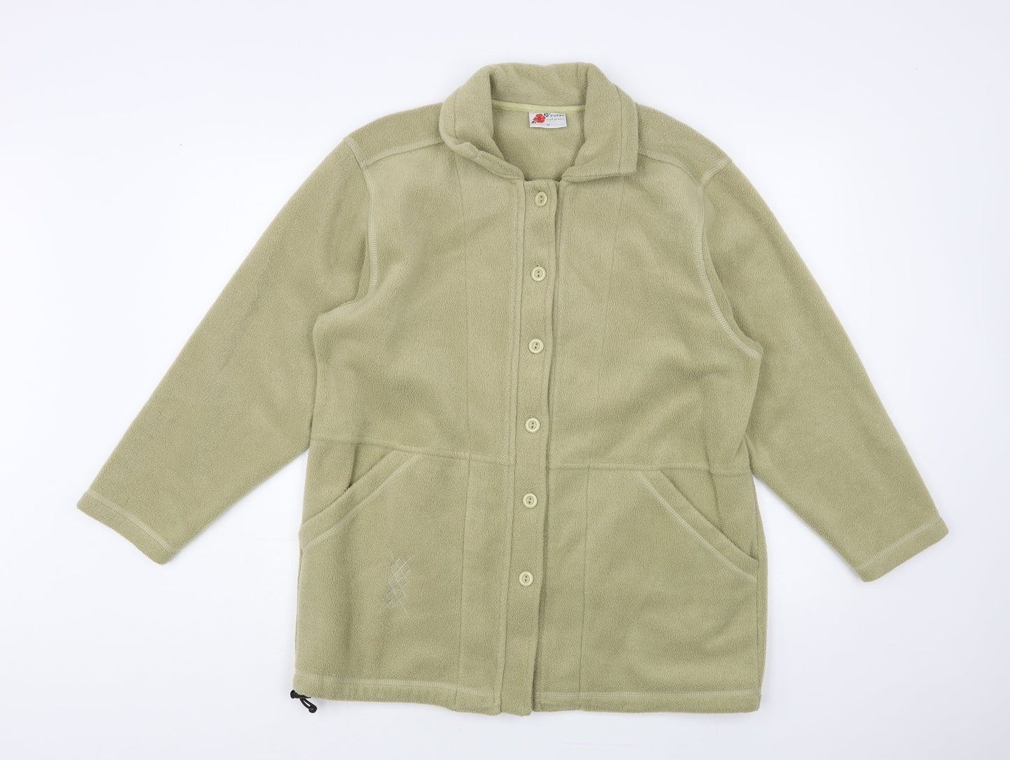 Poppy Womens Beige Polyester Cardigan Sweatshirt Size M Button