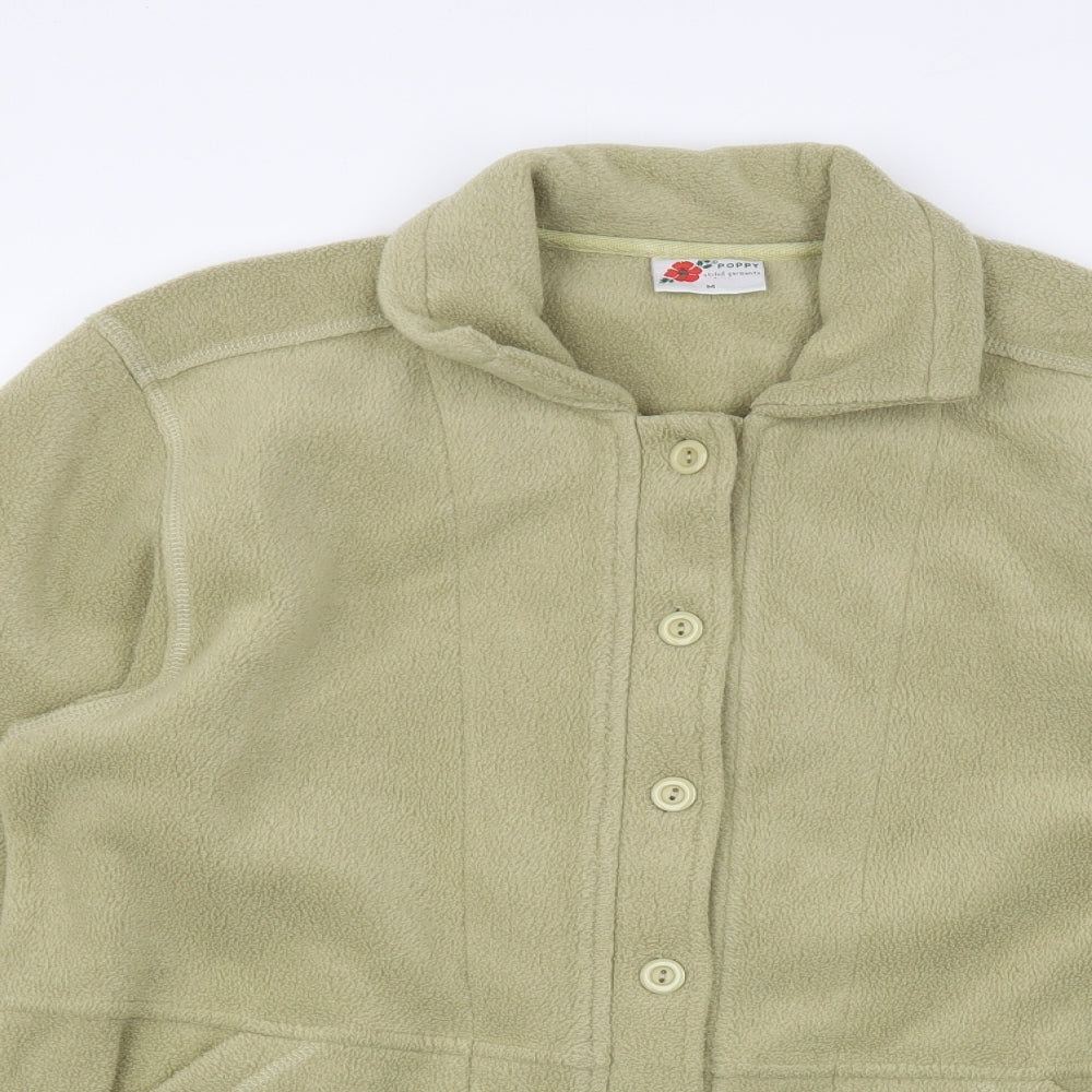 Poppy Womens Beige Polyester Cardigan Sweatshirt Size M Button