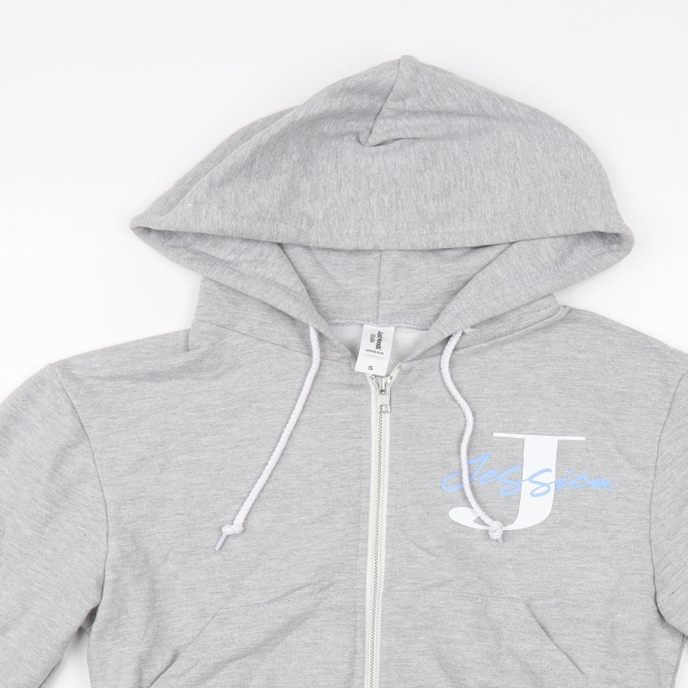 Awdis Womens Grey Cotton Full Zip Hoodie Size S Zip - Jessica
