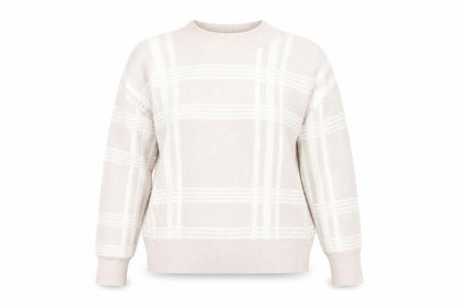 Nutmeg Womens Beige Mock Neck Plaid Nylon Pullover Jumper Size 10