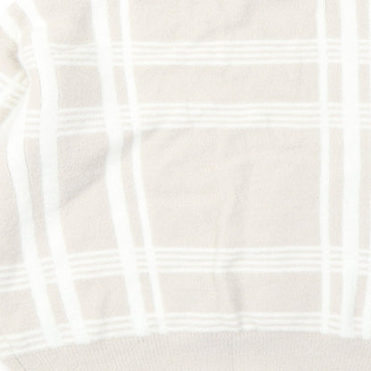 Nutmeg Womens Beige Mock Neck Plaid Nylon Pullover Jumper Size 10