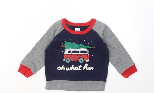 Gap Boys Blue Cotton Pullover Jumper Size 12-18 Months - Oh What Fun