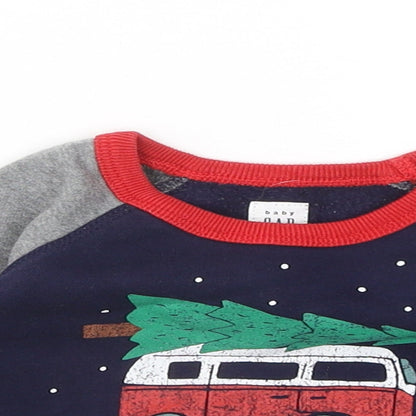Gap Boys Blue Cotton Pullover Jumper Size 12-18 Months - Oh What Fun