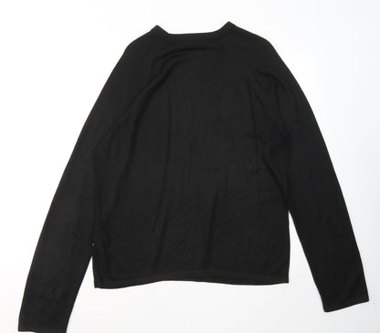 Burton Mens Black Round Neck Geometric Acrylic Pullover Jumper Size M