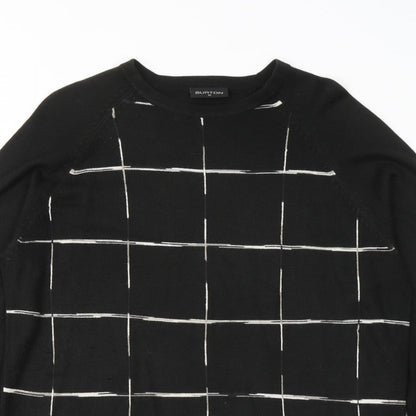 Burton Mens Black Round Neck Geometric Acrylic Pullover Jumper Size M