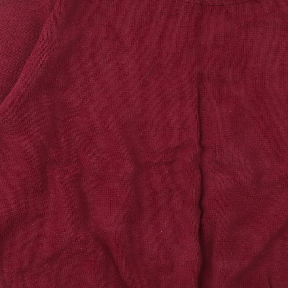 Atlantic Bay Mens Red Round Neck Cotton Pullover Jumper Size L